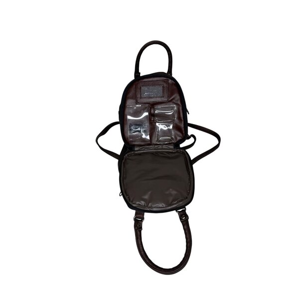 Y2K Brown Metallic Mini Faux Leather Backpack Purse Butterfly Charm 7" - Picture 6 of 7